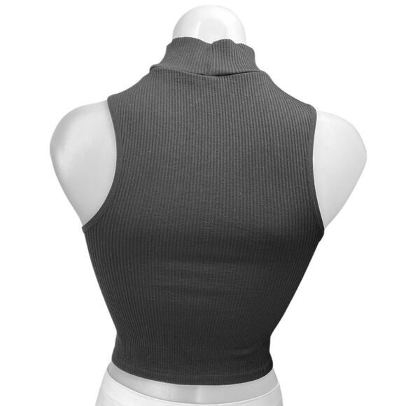 Zara Black Rib Knit Turtleneck Sleeveless Pullover Crop Tank Top Size XS/S - Picture 2 of 4